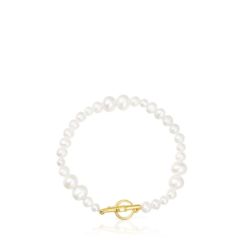 Pulsera con colgante de perla cultivada y vermeil de plata |