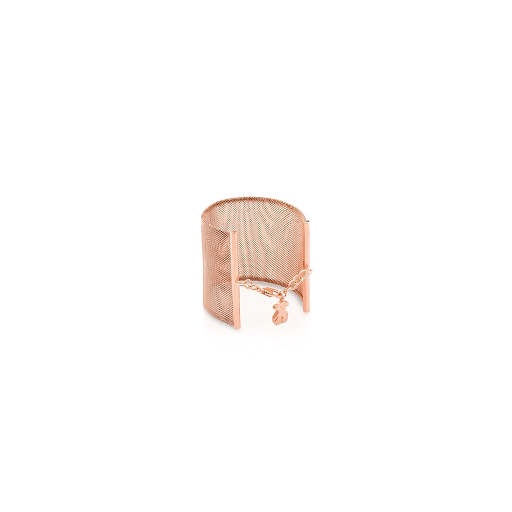 Pulsera de malla con icono de plata Vermeil, acero y oro rosa