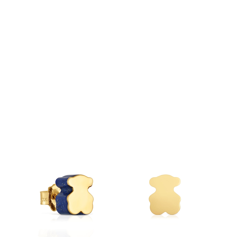 Gold bear Earrings with lapis lazuli 1950 |