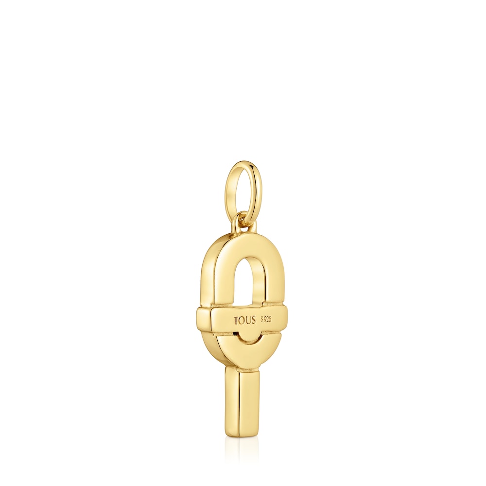 Medium Pendant with 18kt gold plating over silver and fuchsia-colored enamel  MANIFESTO
