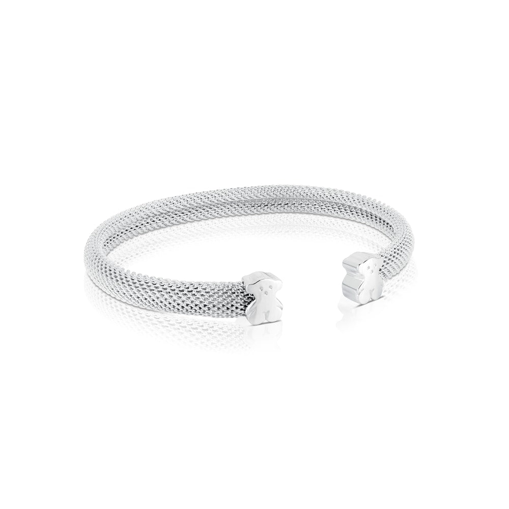 Mesh Silver Bangle Bear motif
