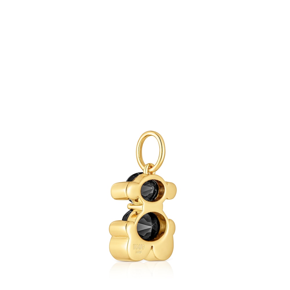 Small 18kt gold plating over silver with onyx bear motif Pendant Color Bear