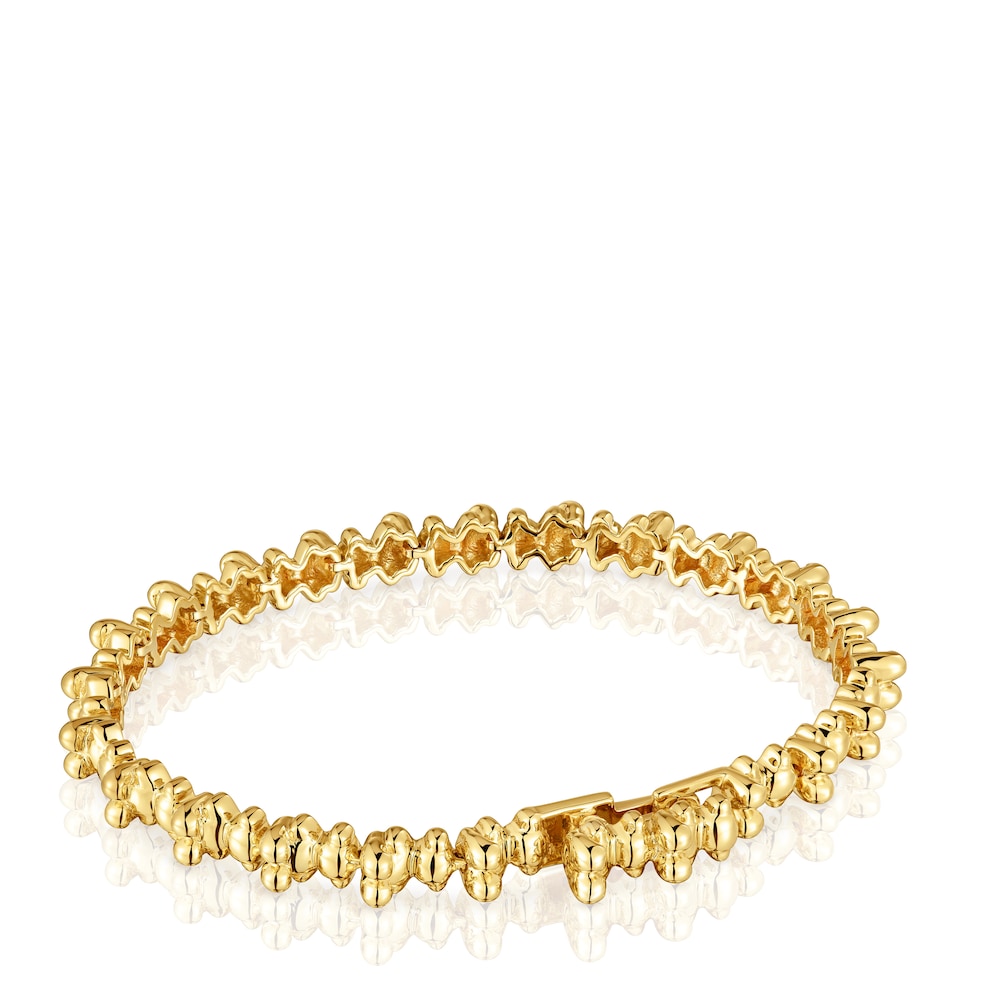 Pulsera cadena con chapado de oro de 18 quilates sobre plata con motivos de oso Bold Bear