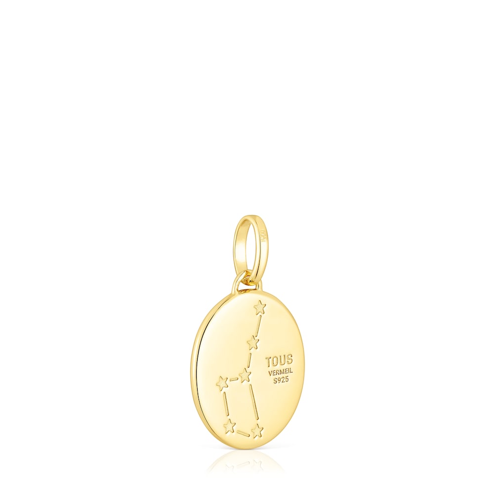Leo Pendant in silver vermeil with mother-of-pearl and topazes   Horoscope |