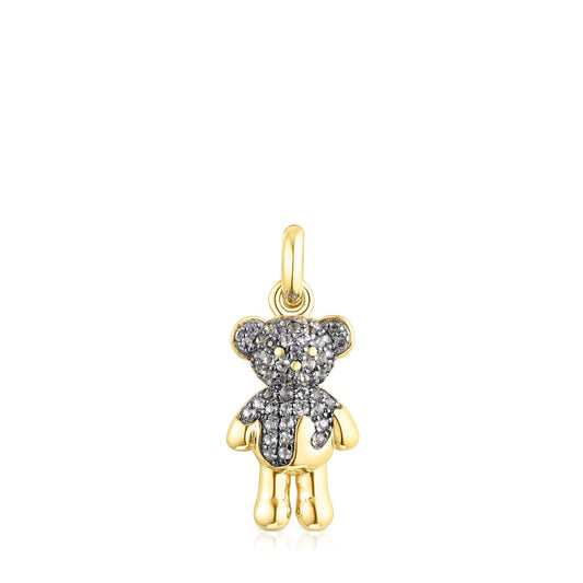 Silver vermeil  Teddy Bear Splash Pendant with iolite