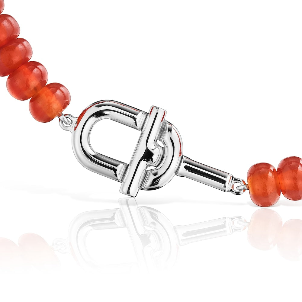 Pulsera de plata con calcedonia naranja tratada MANIFESTO