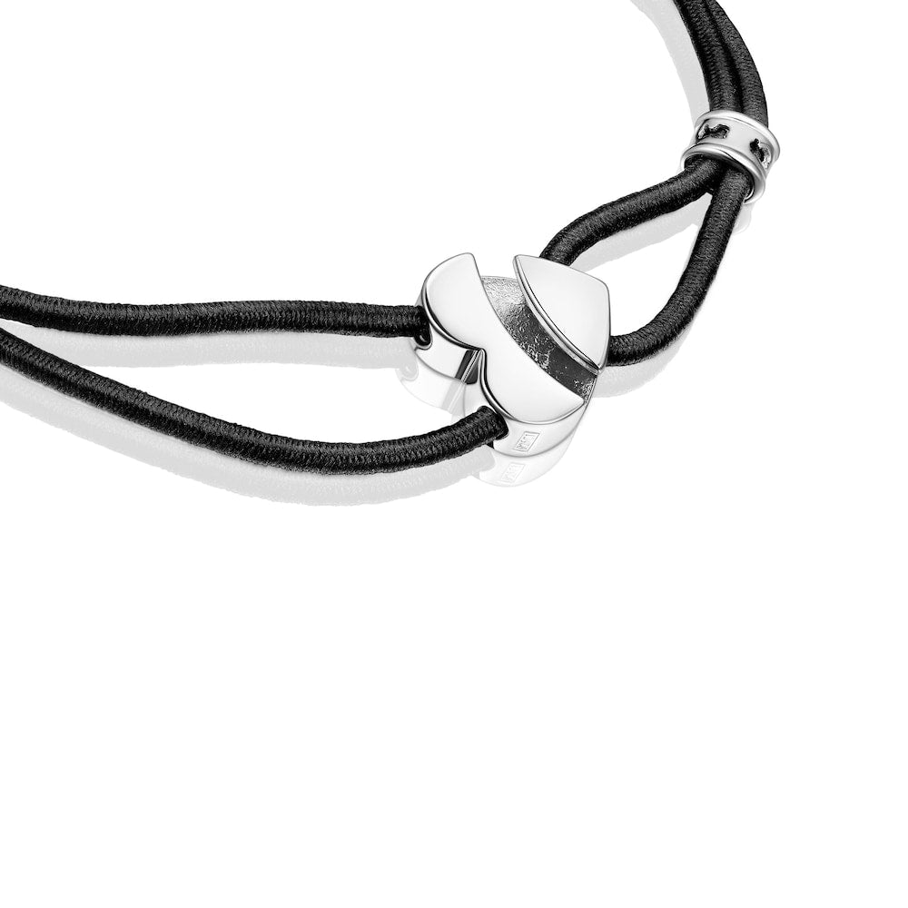 Pulsera elástica negra Sweet Dolls con corazón plateado |