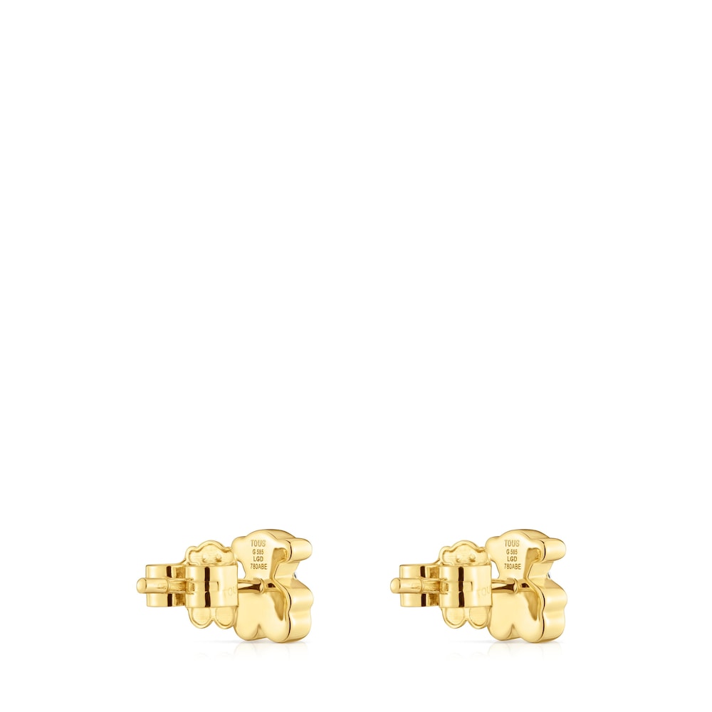 6 mm gold Bear earrings with lab-grown Lili