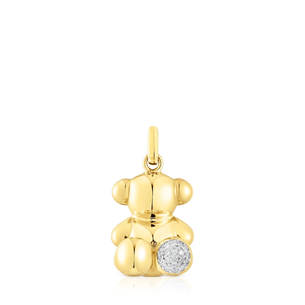 0,08ct-diamond and gold Bold Bear pendant