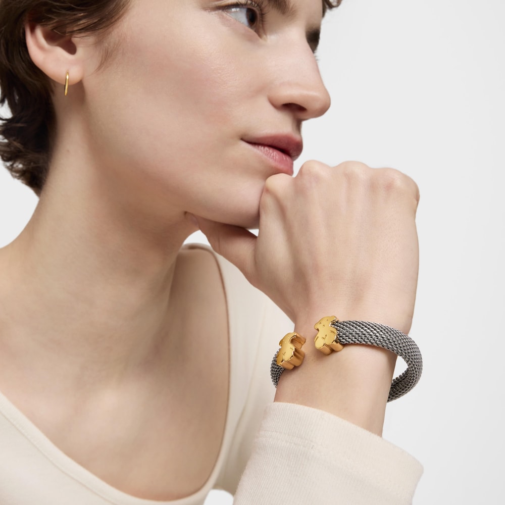 Brazalete de malla dorada