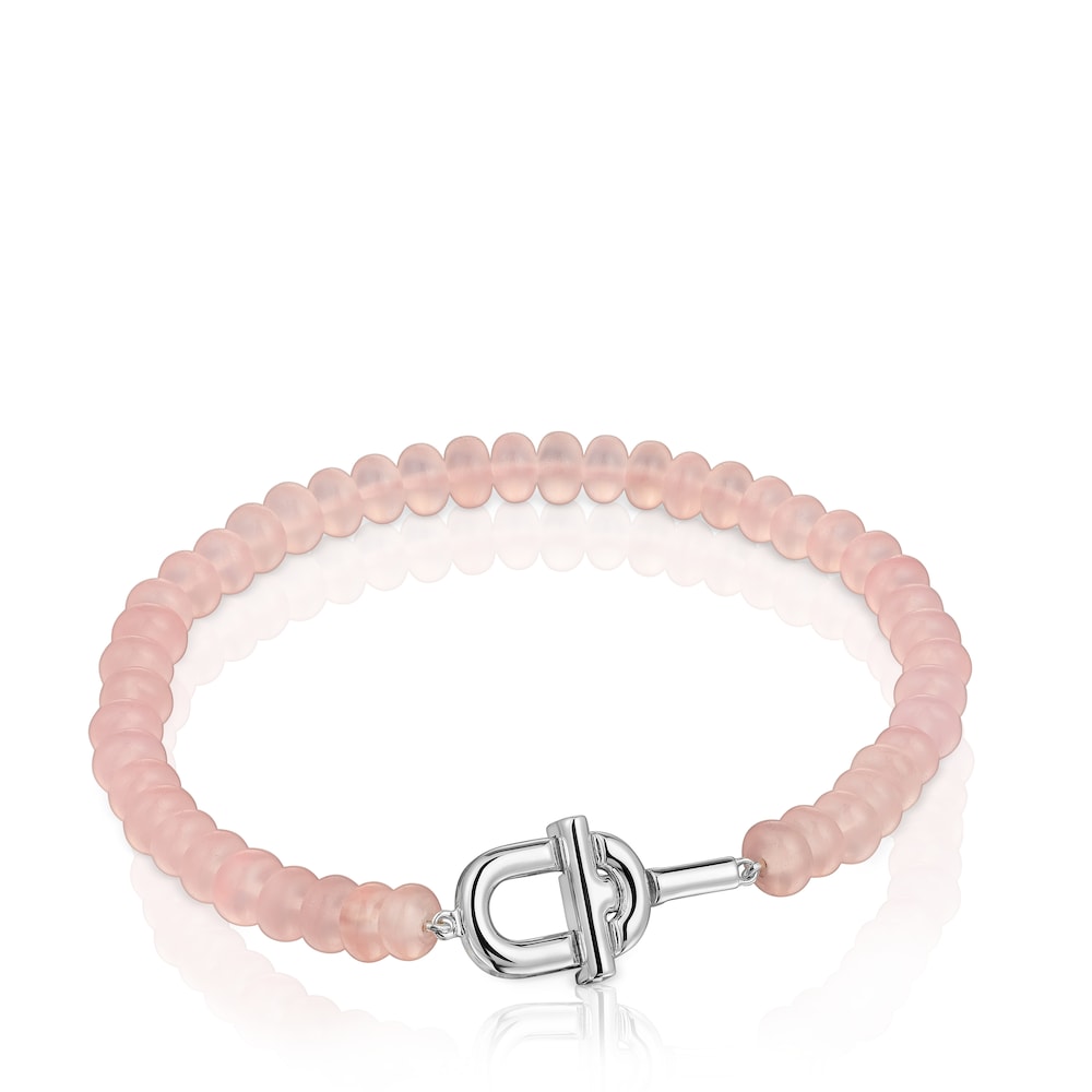 Pulsera de plata con calcedonia rosa tratada MANIFESTO