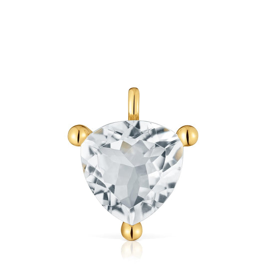 18kt gold plating over silver and rock crystal quartz Pendant Color White