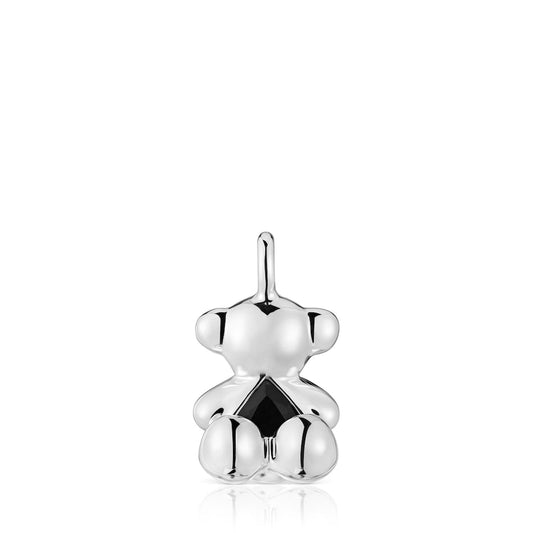 Medium silver bear Pendant with onyx Bold Bear |