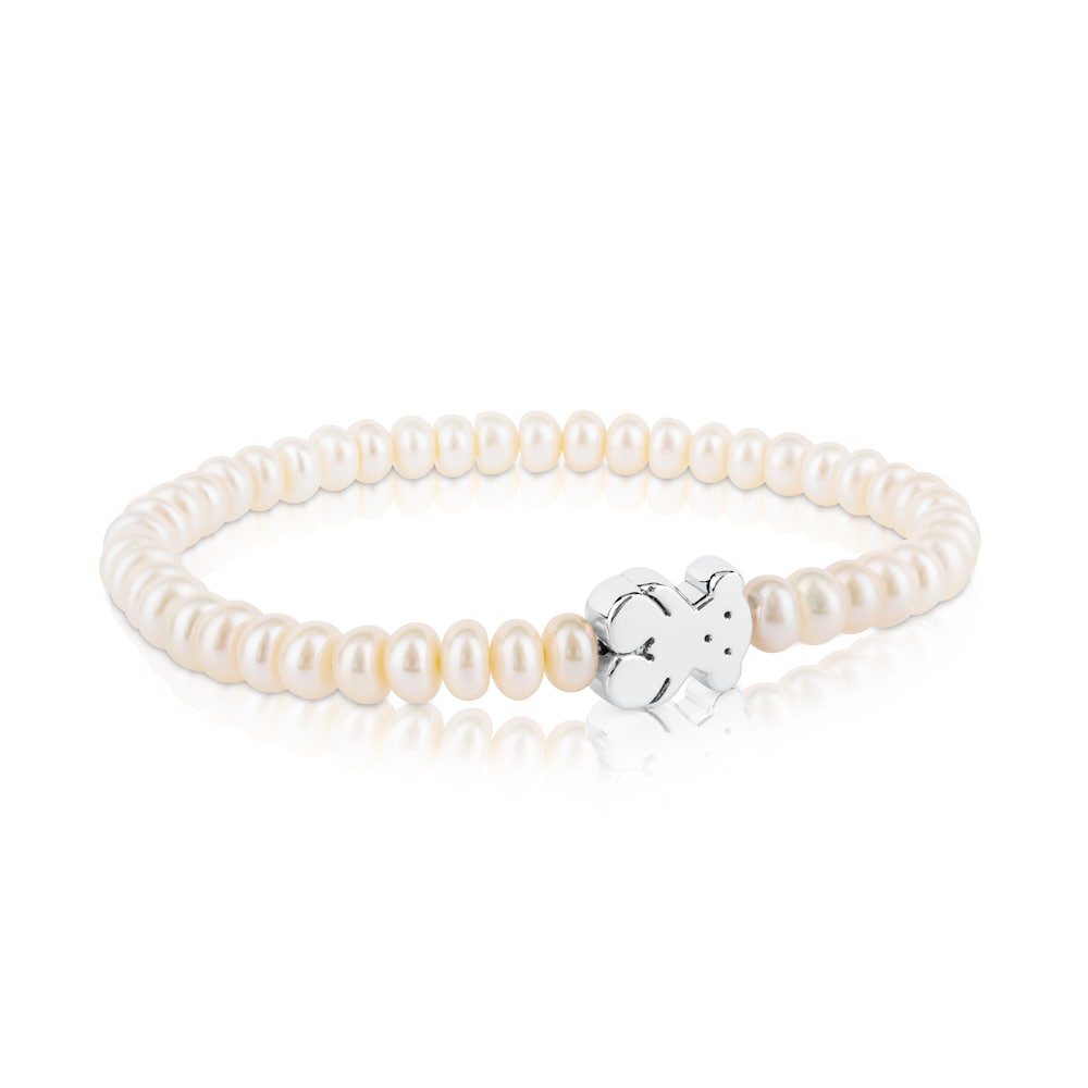 Sweet Dolls bear Bracelet with pearls and Silver Bear motif |
