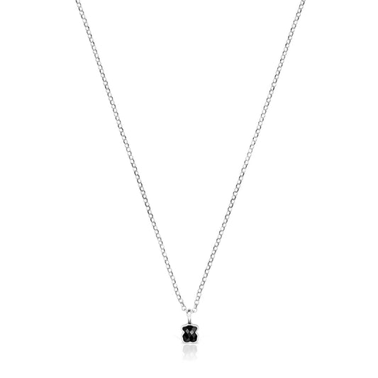 Mini Onix Necklace in Silver with Onyx 0,4cm |