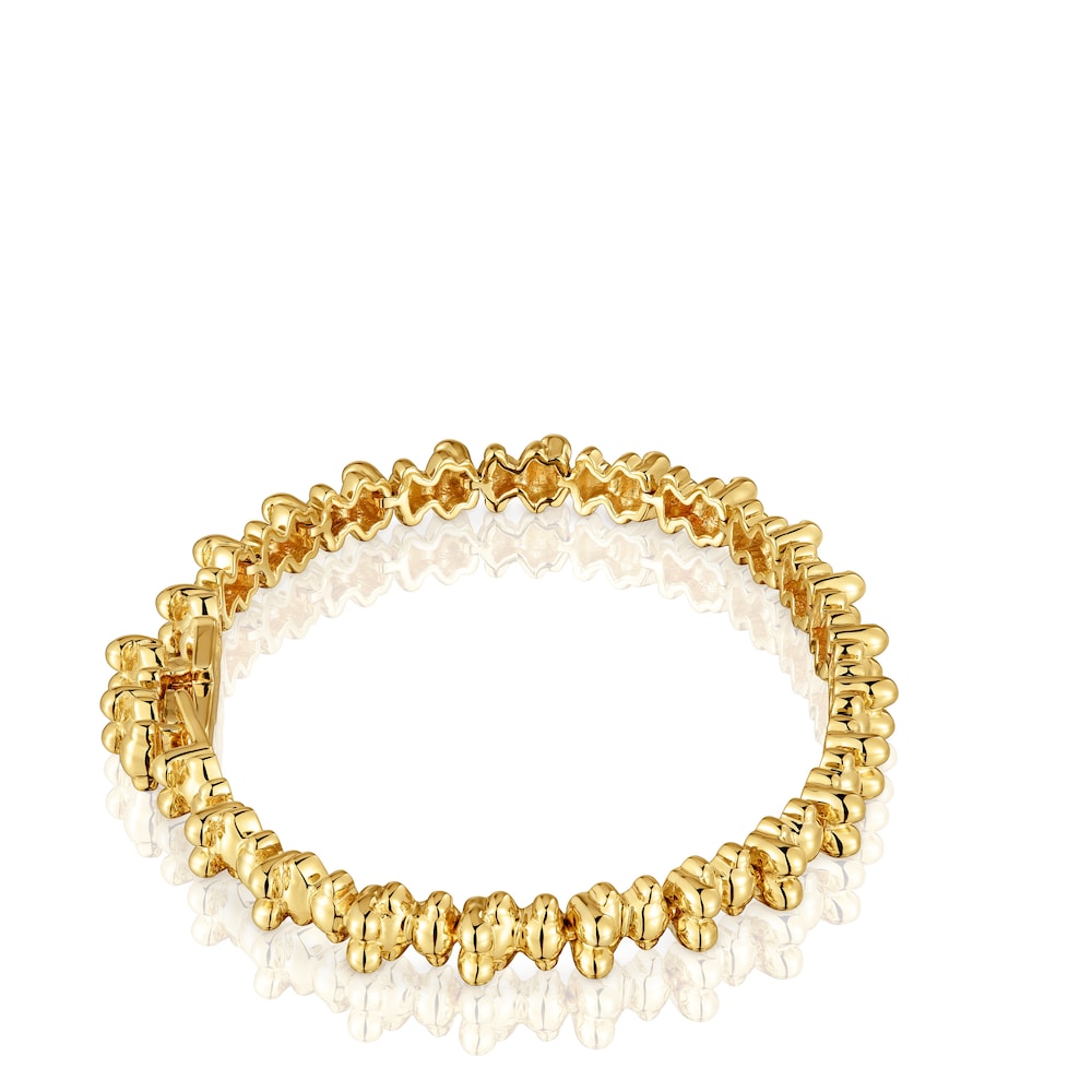 Pulsera cadena con chapado de oro de 18 quilates sobre plata con motivos de oso Bold Bear