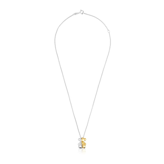 Short two-tone bear Double necklace My Other Half |