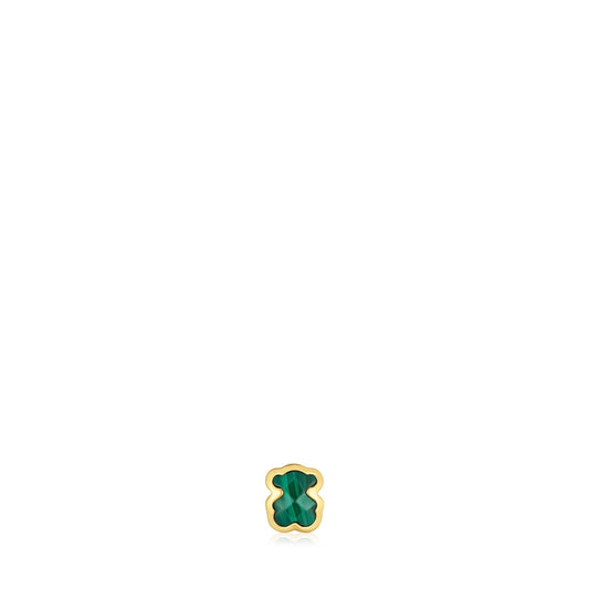 7mm 18kt gold plating over silver and malachite Charm bear motif  Basics
