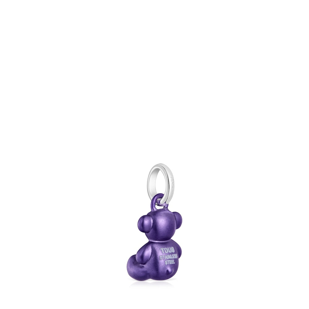 Small dark-lilac-colored steel bear Pendant Bold Bear