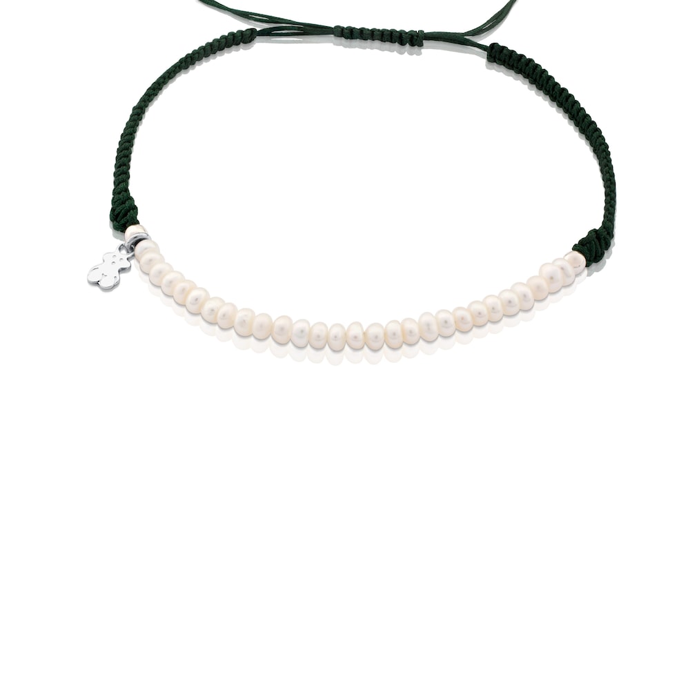 Pulsera plateada con perlas
