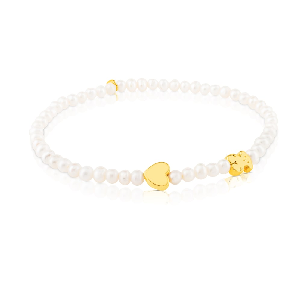 Pulsera Gold Sweet Dolls XXS con motivos de perlas, osos y corazones