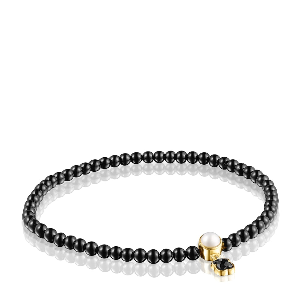 Pulsera Glory de ónix y plata vermeil con perla
