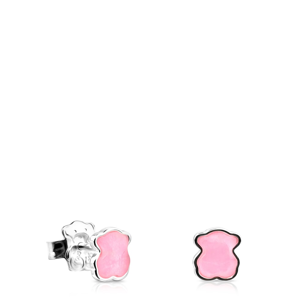 Silver Color Earrings with rose Quartz |