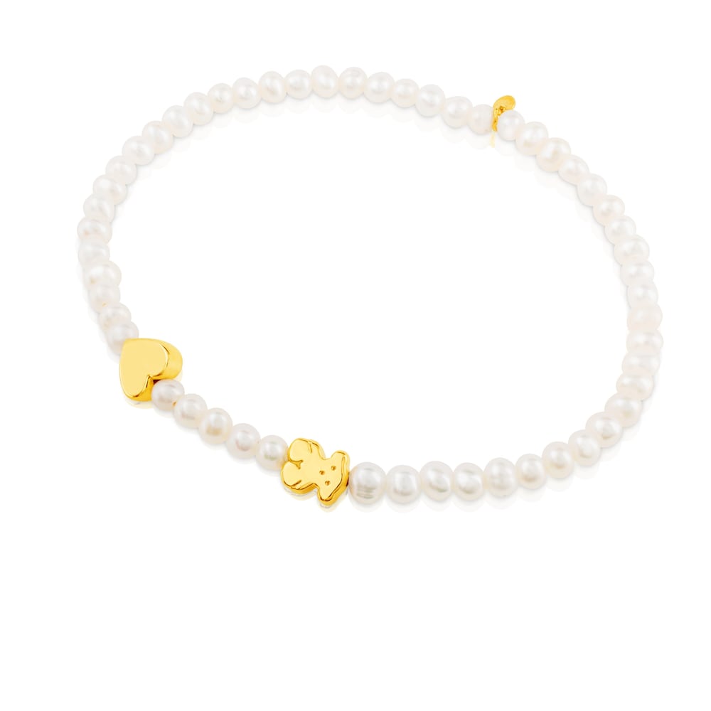 Pulsera Gold Sweet Dolls XXS con motivos de perlas, osos y corazones