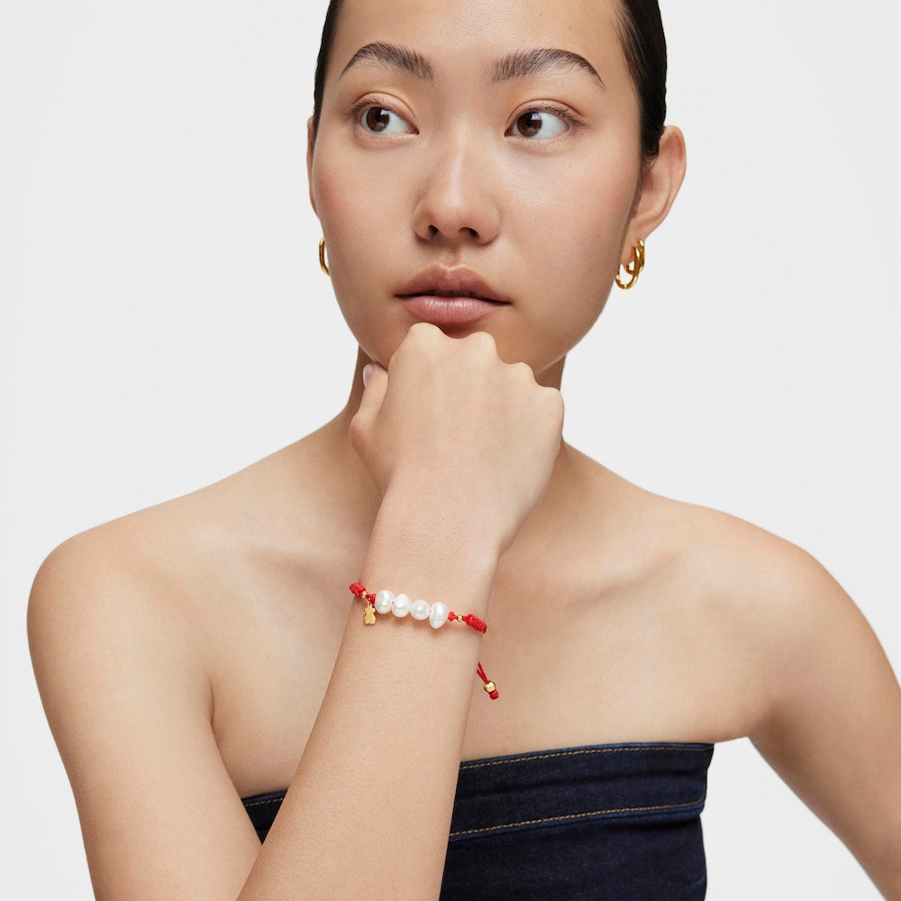 Vermeil Silver   Nudos Bracelet with pearls |