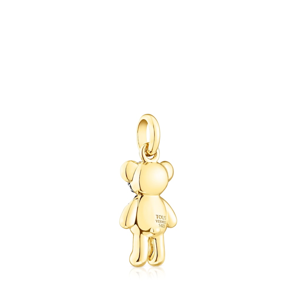 Silver vermeil   Teddy Bear Splash Pendant with smoky quartz |
