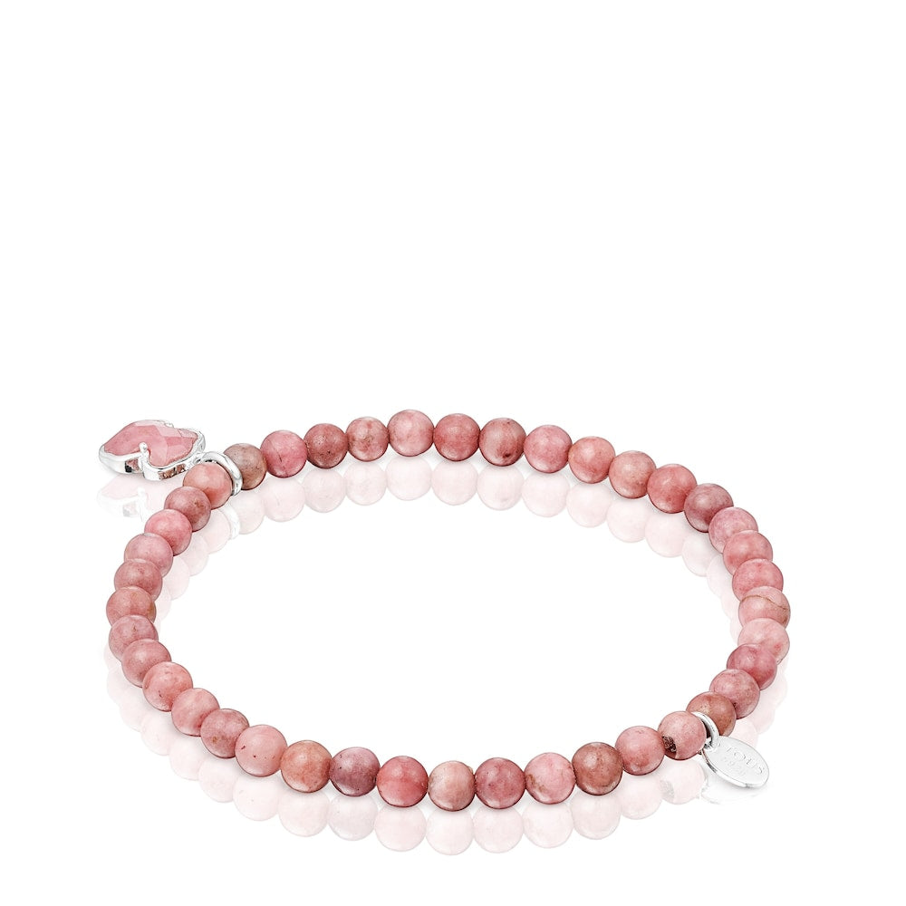 Pulsera de icono de rodonita y plata |