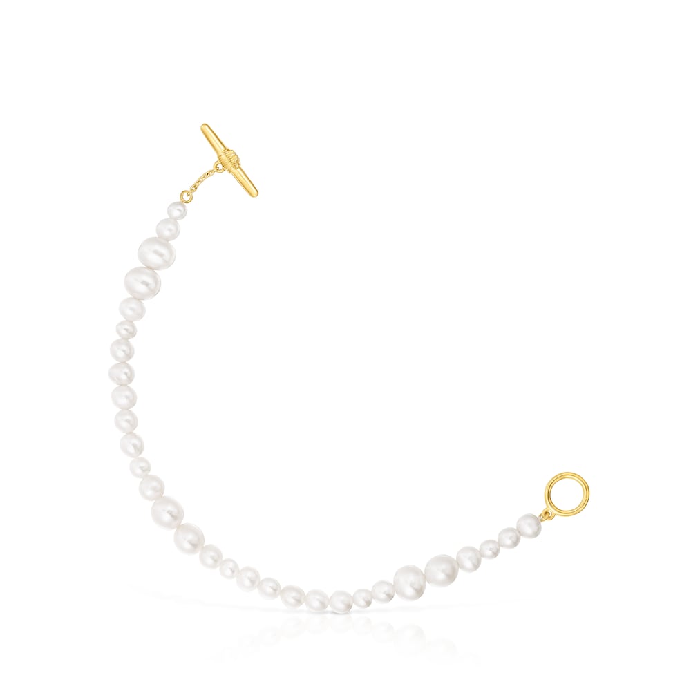 Pulsera con colgante de perla cultivada y vermeil de plata |