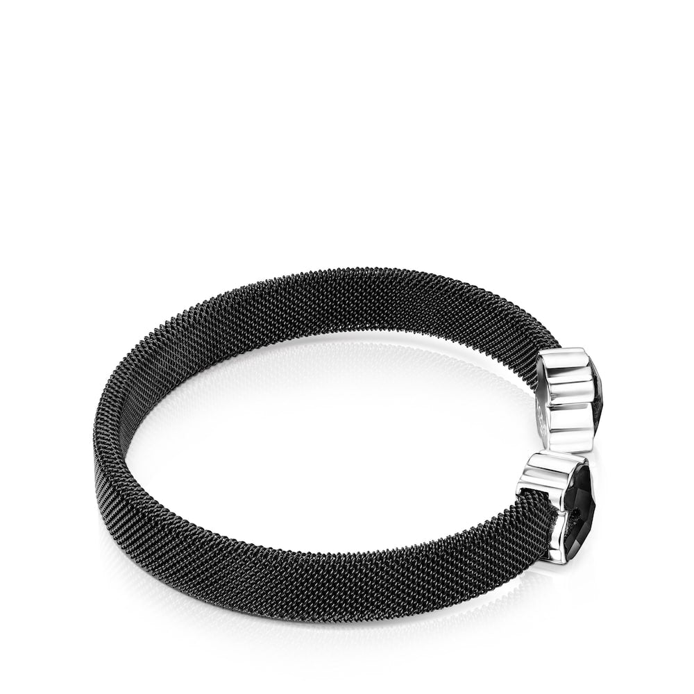 Pulsera de malla de acero con IP negro y ónix
