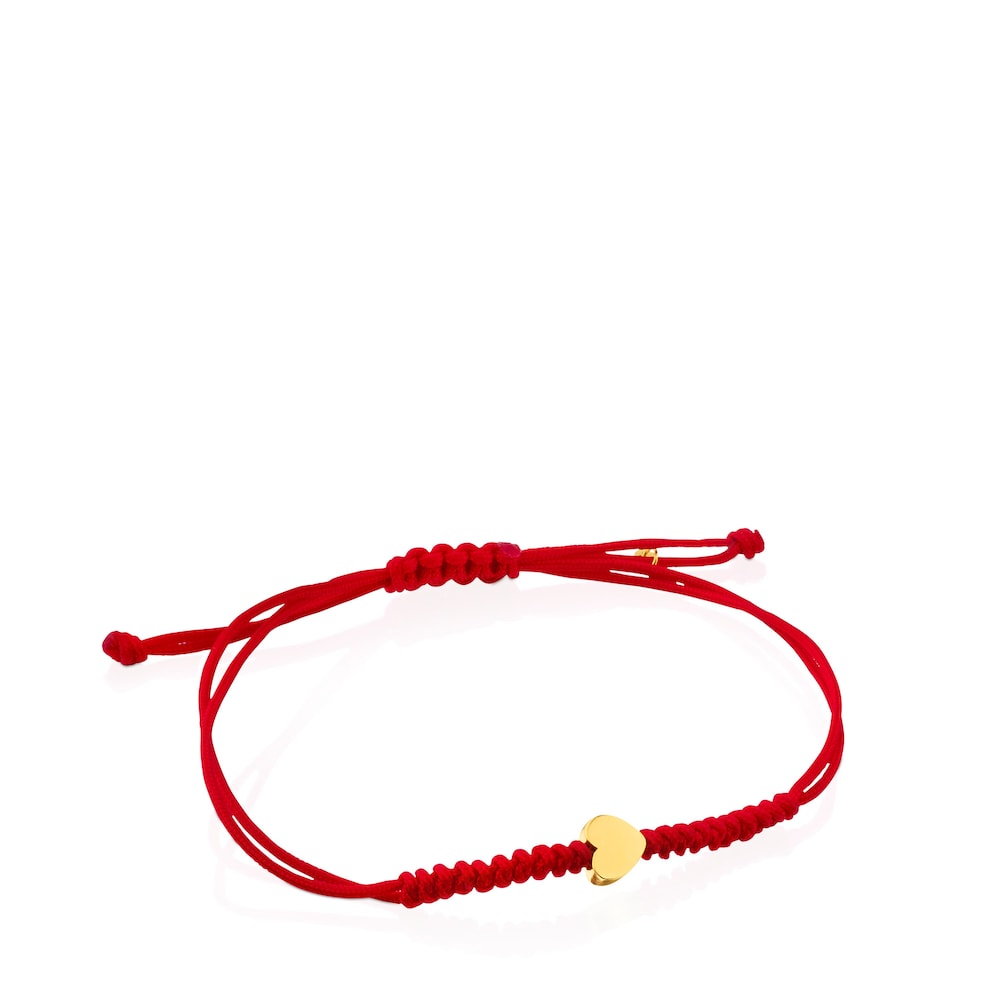 Pulsera Corazón de Muñecas Dulces XXS Cordón Rojo y Oro