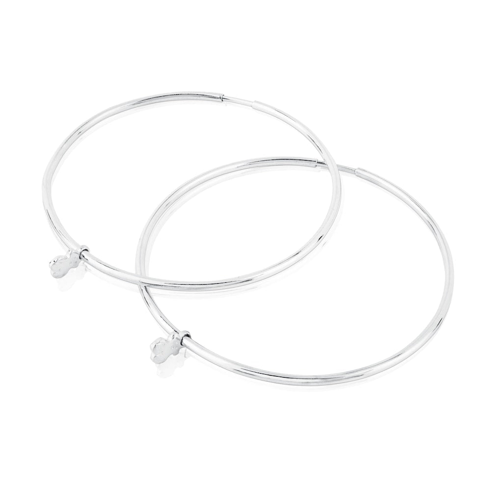 Silver Bear hoop Earrings |