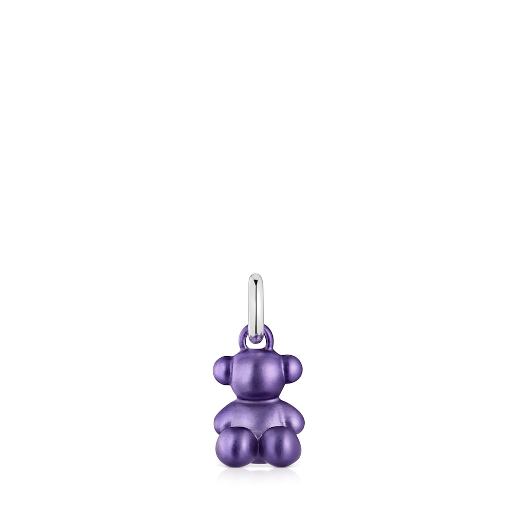 Small dark-lilac-colored steel bear Pendant Bold Bear