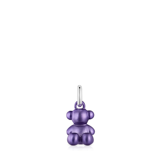 Small dark-lilac-colored steel bear Pendant Bold Bear