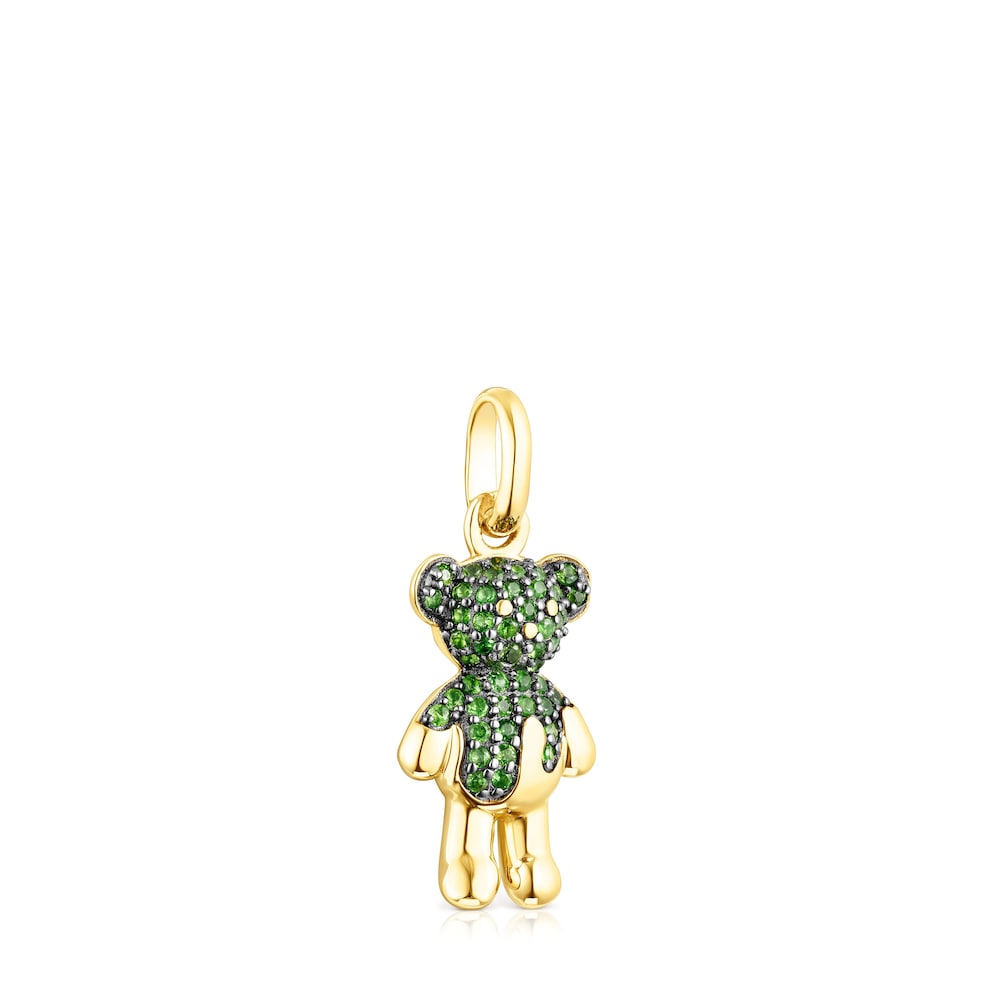 Silver vermeil  Teddy Bear Splash Pendant with chrome diopside