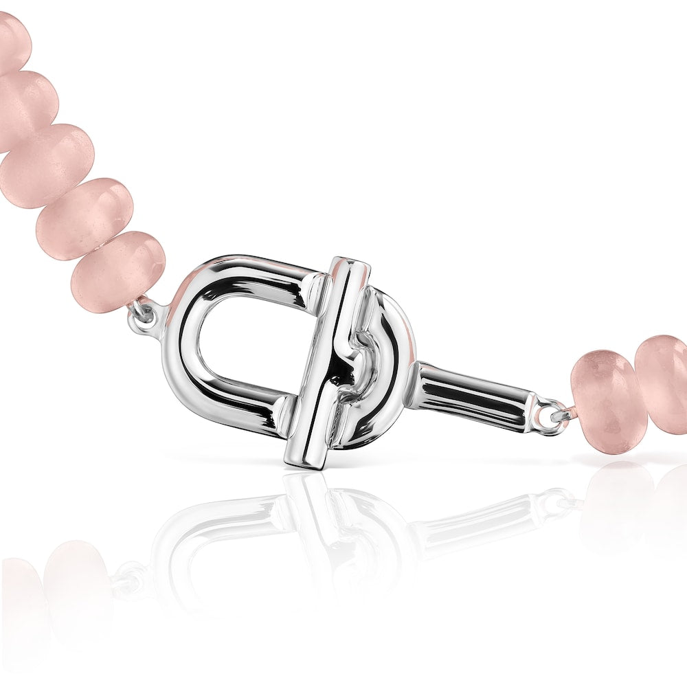 Pulsera de plata con calcedonia rosa tratada MANIFESTO