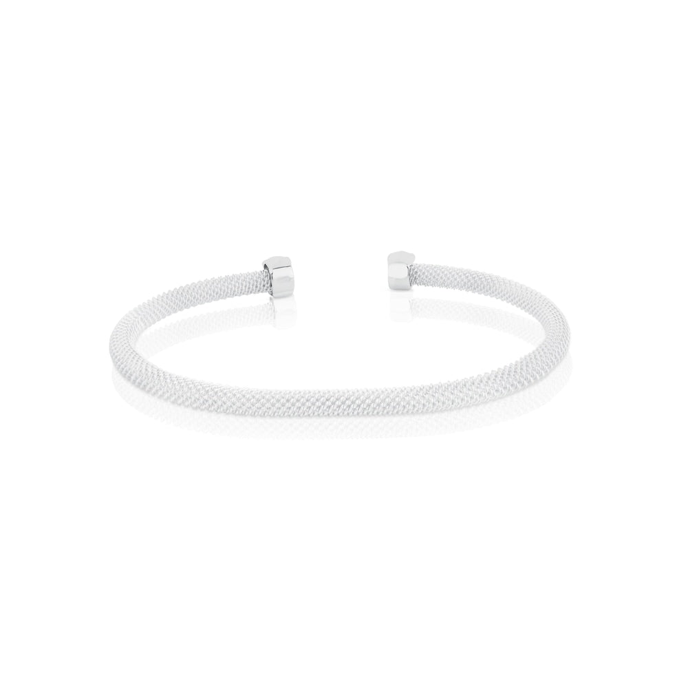 Pulsera de malla plateada con motivo de oso