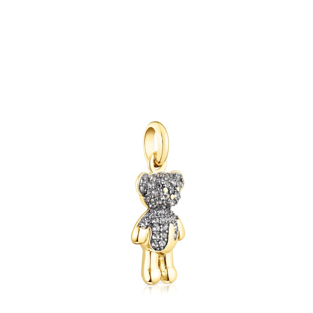 Silver vermeil  Teddy Bear Splash Pendant with iolite