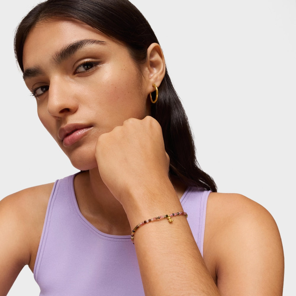 Pulsera elástica de plata con baño de oro de 18 kt con turmalinas Oso Atrevido