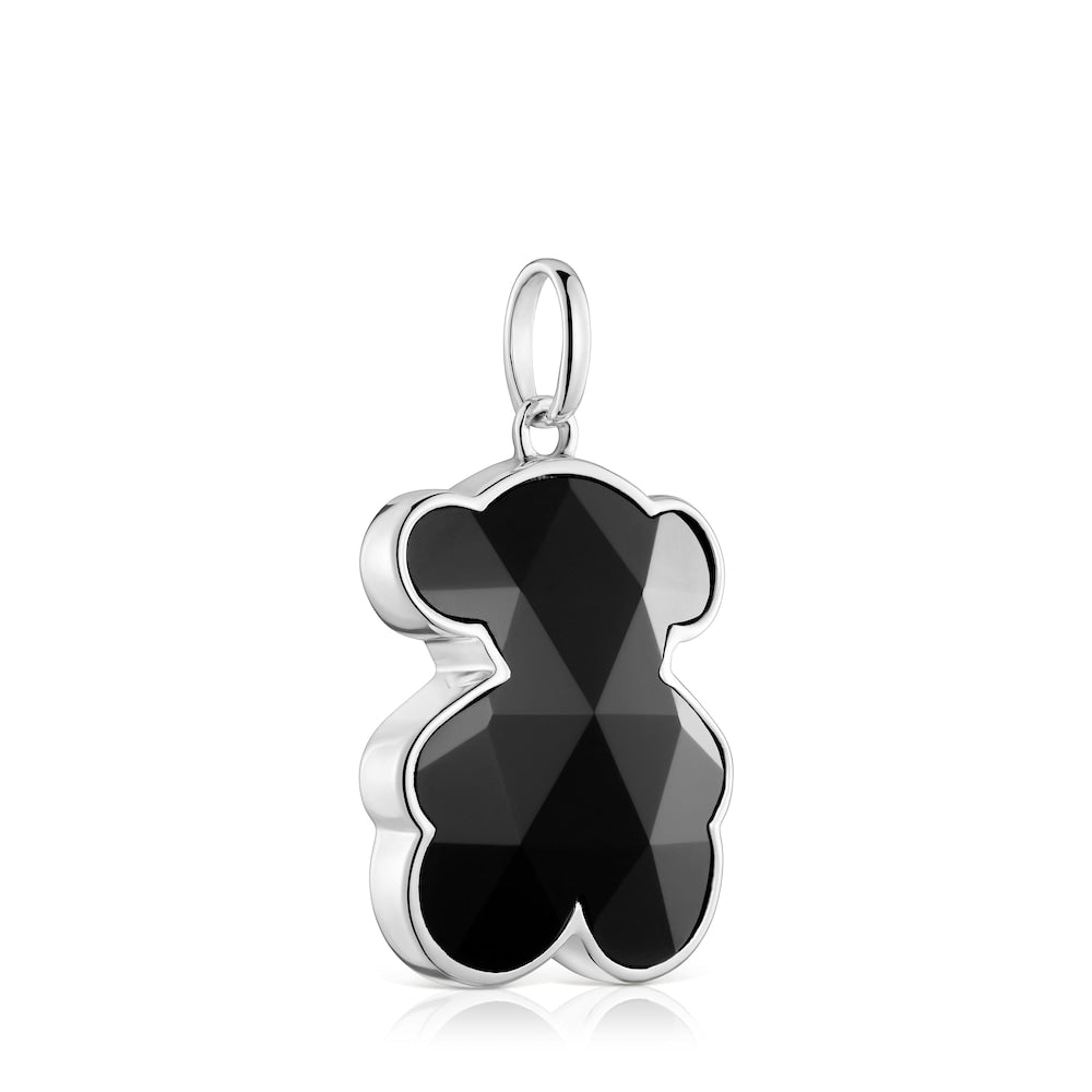Medium silver Pendant with onyx bear motif in onyx  Icon Color