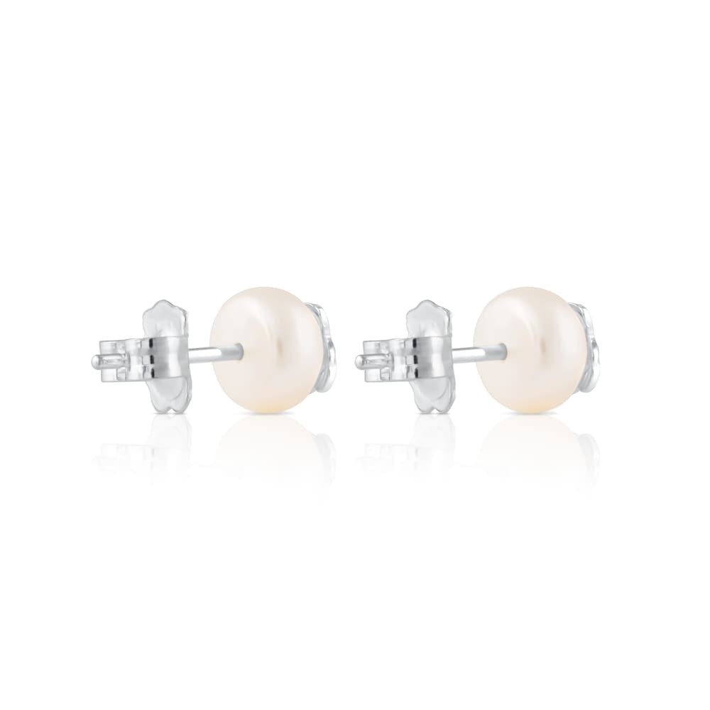 Silver   Bear Earrings with Pearl |