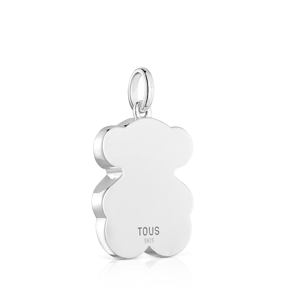 Medium silver Pendant with mother-of-pearl bear motif  Icon Color