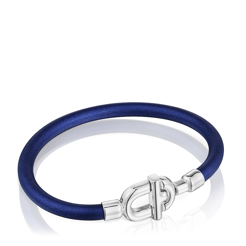 Pulsera MANIFESTO de plata con nailon |