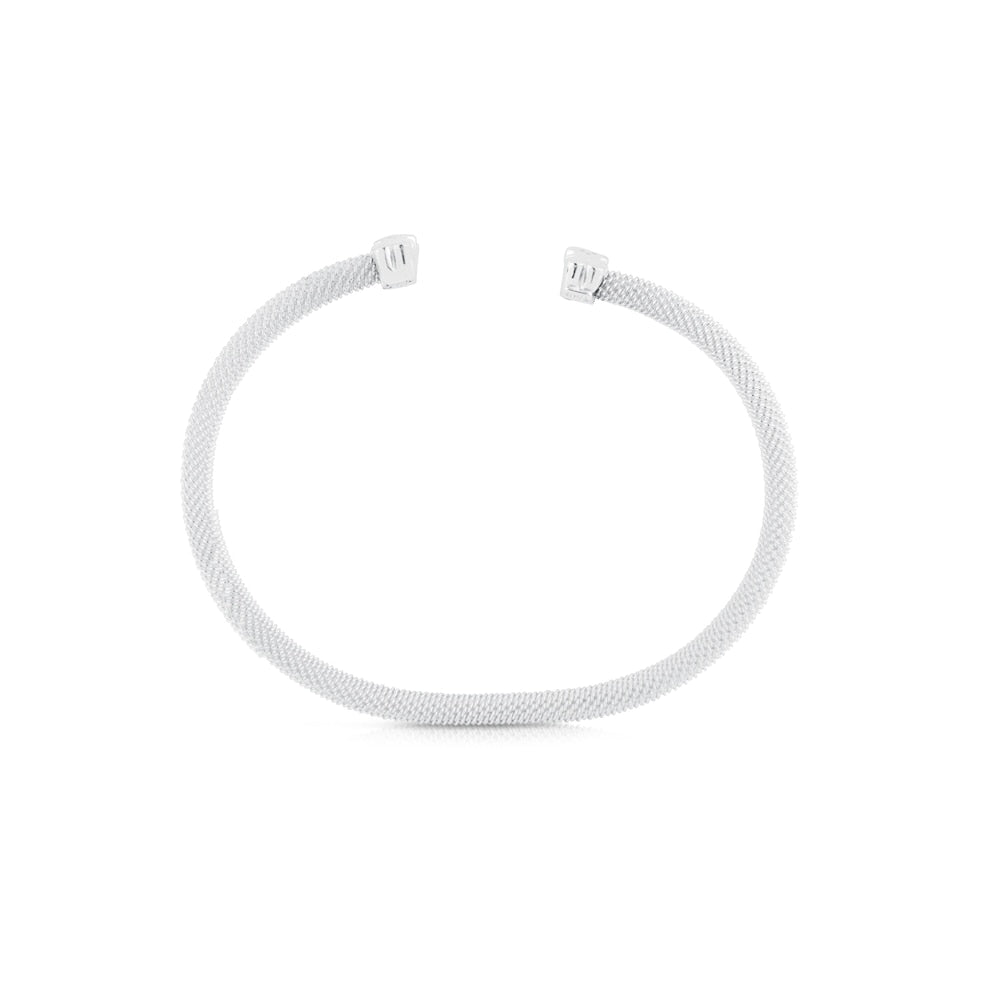 Pulsera de malla plateada con motivo de oso
