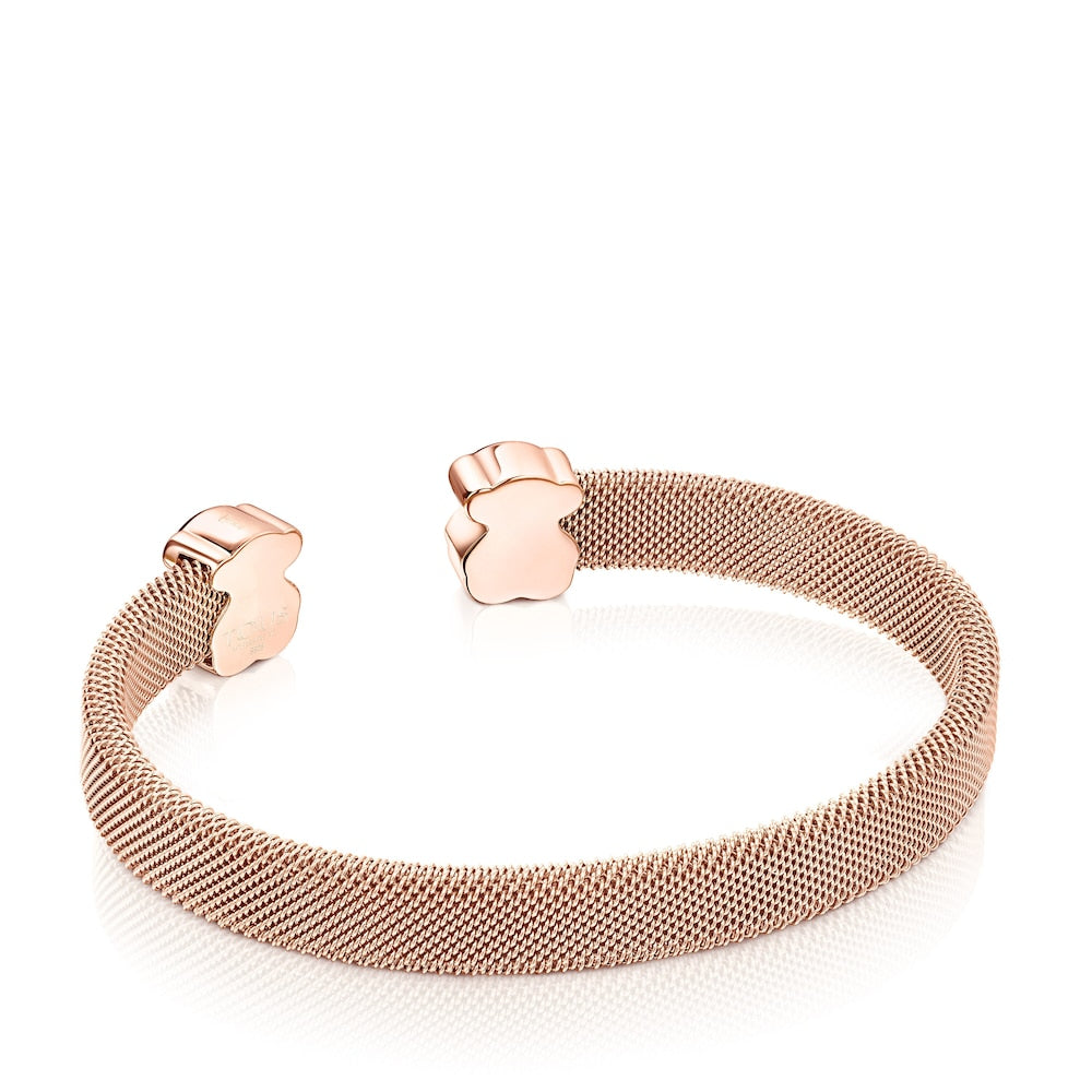 Pulsera de malla de acero IP rosa con lapislázuli