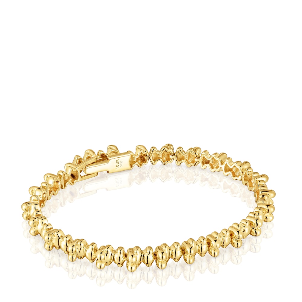 Pulsera cadena con chapado de oro de 18 quilates sobre plata con motivos de oso Bold Bear