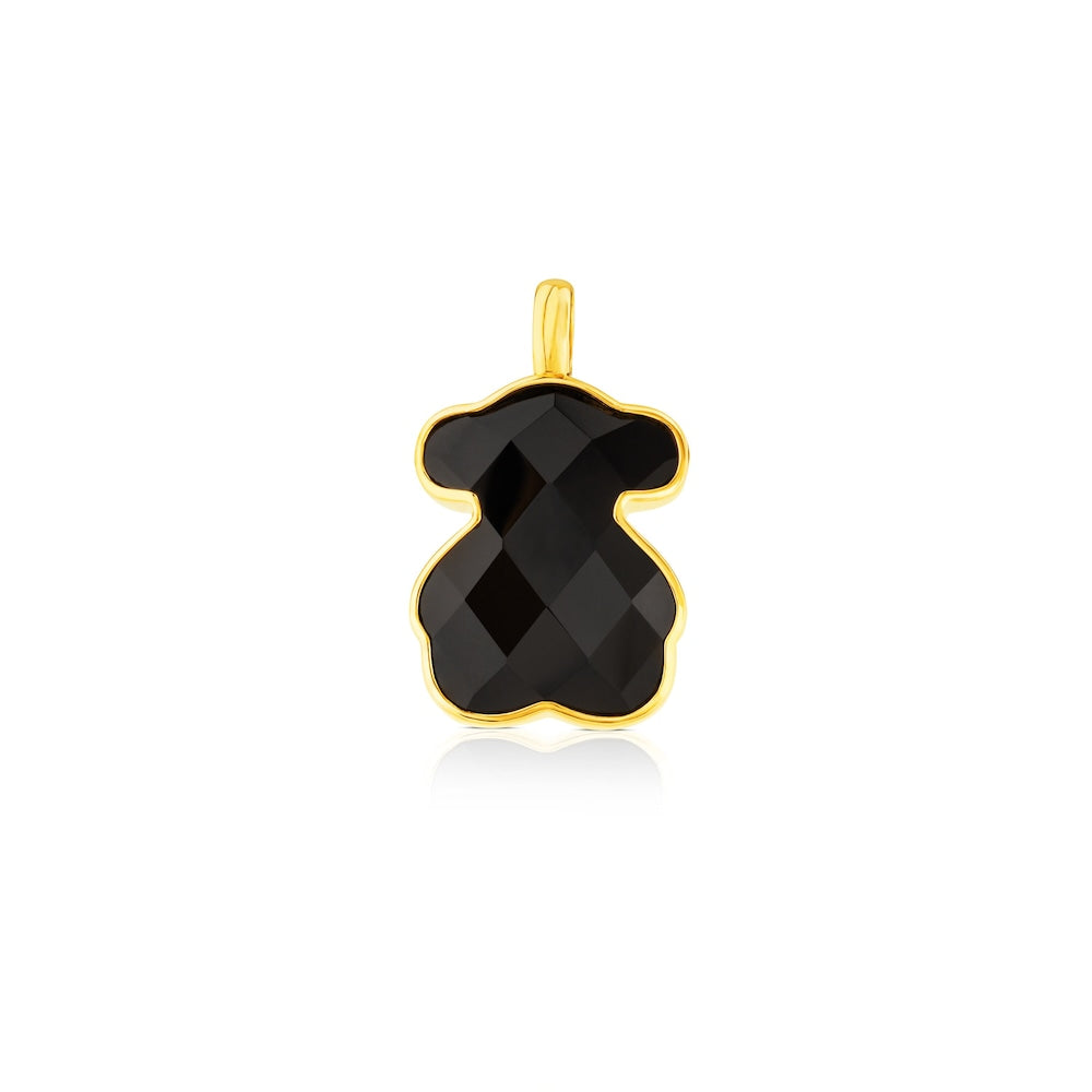 Vermeil Silver Bear Pendant with Onyx